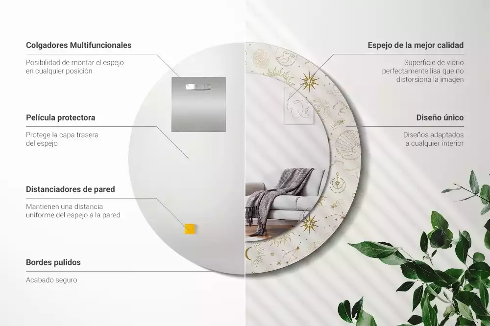 Oglindă rotundă imprimată Model mistic