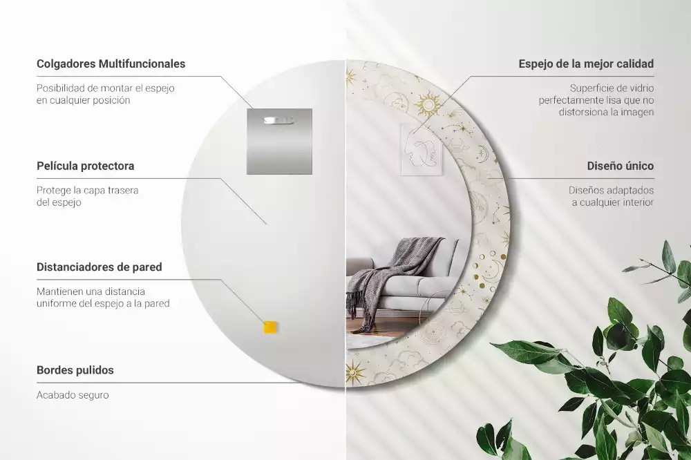 Oglindă rotundă imprimată Model mistic