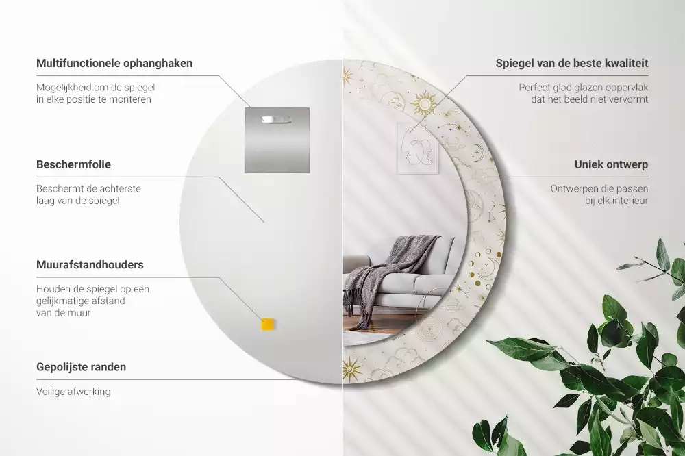 Oglindă rotundă imprimată Model mistic