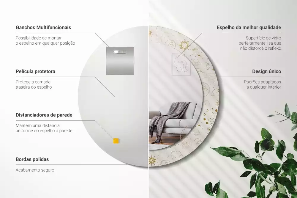 Oglindă rotundă imprimată Model mistic