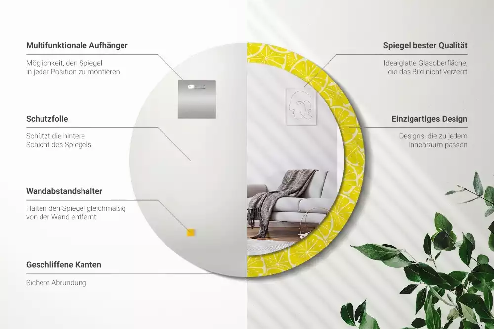 Oglindă cu decor rotundă Lămâi