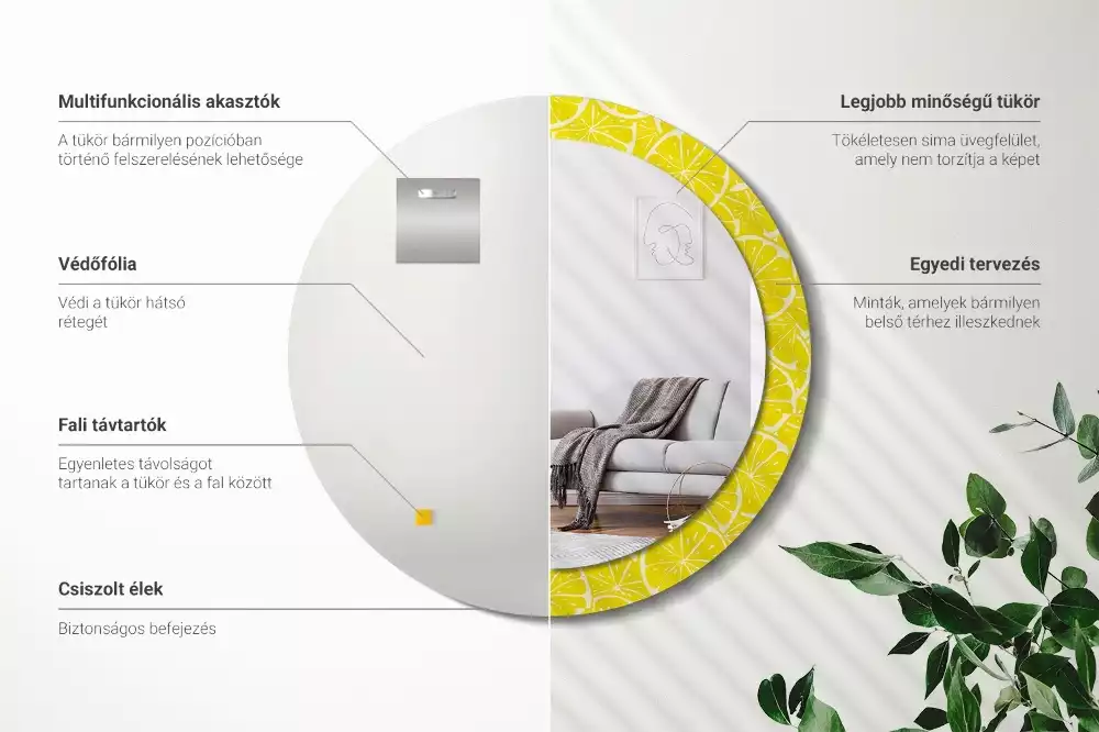 Oglindă cu decor rotundă Lămâi