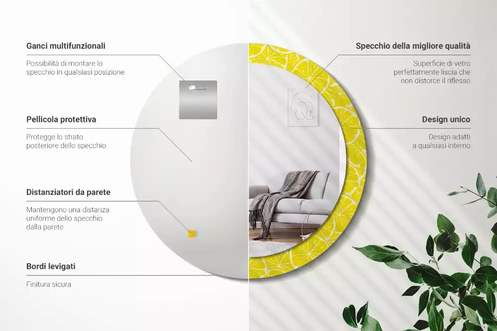 Oglindă cu decor rotundă Lămâi