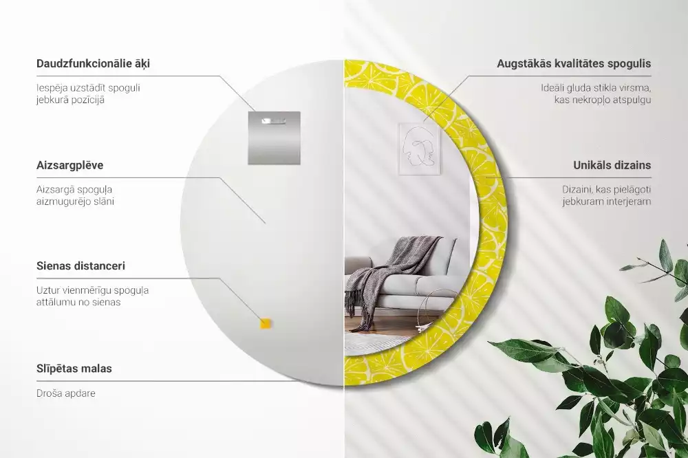 Oglindă cu decor rotundă Lămâi