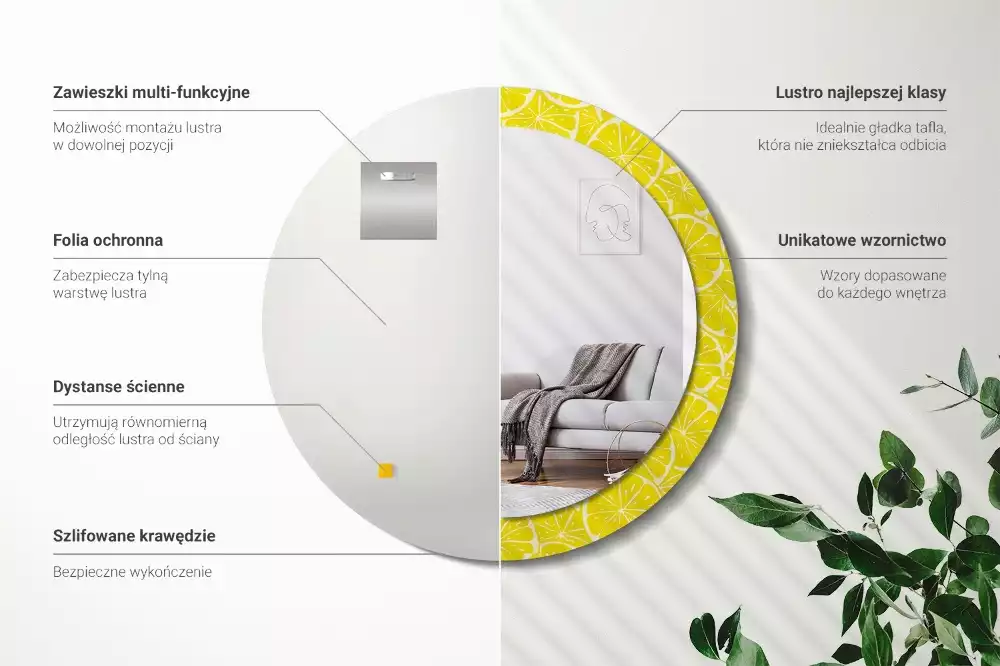 Oglindă cu decor rotundă Lămâi