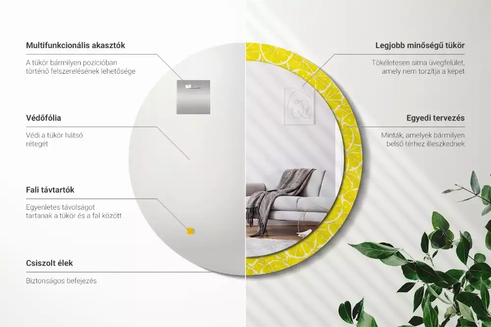 Oglindă cu decor rotundă Lămâi