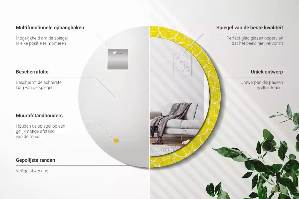 Oglindă cu decor rotundă Lămâi