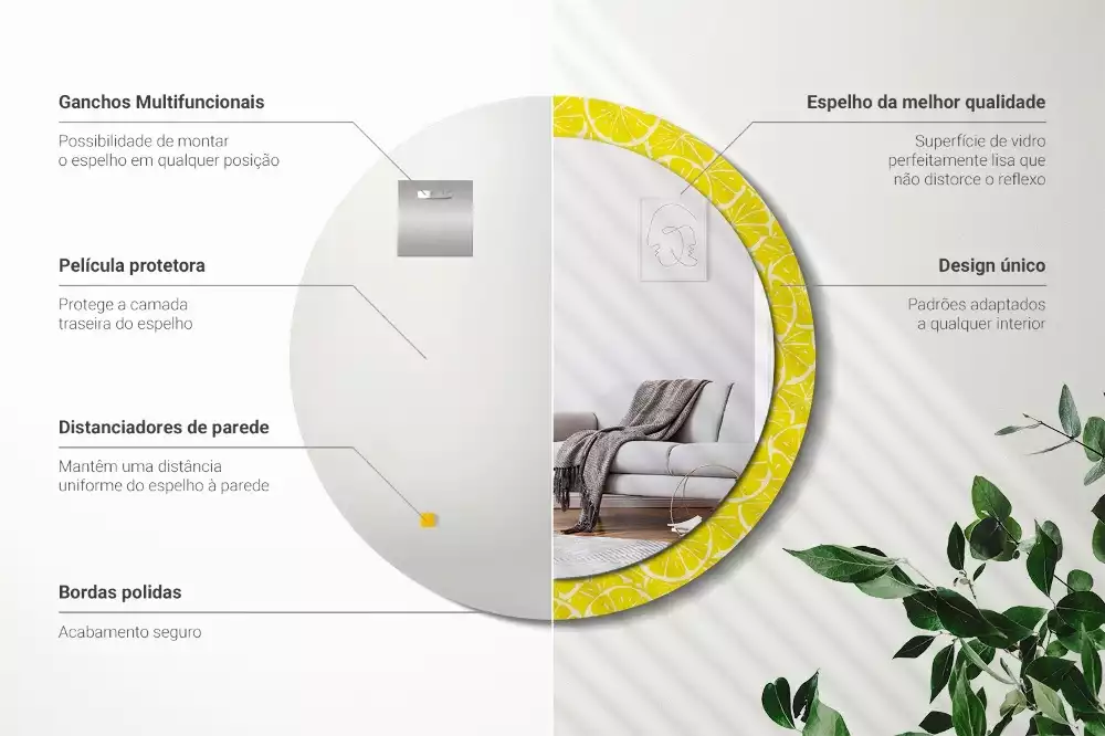 Oglindă cu decor rotundă Lămâi