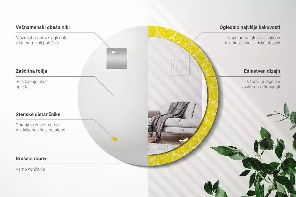 Oglindă cu decor rotundă Lămâi