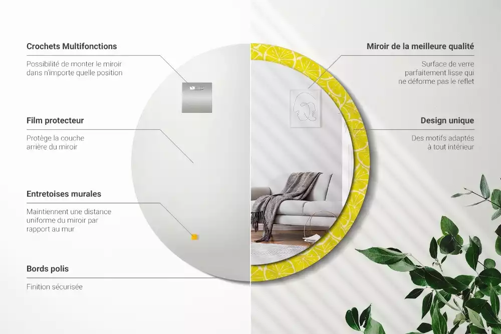 Oglindă cu decor rotundă Lămâi