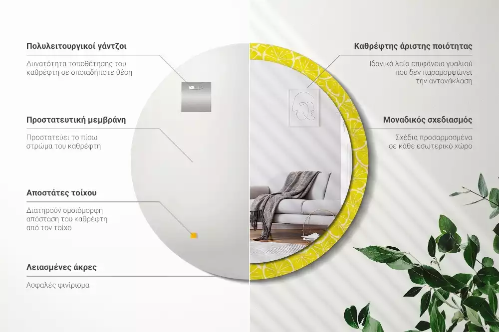 Oglindă cu decor rotundă Lămâi