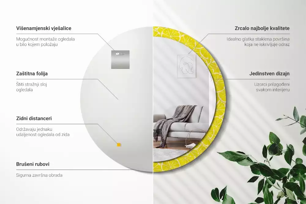 Oglindă cu decor rotundă Lămâi