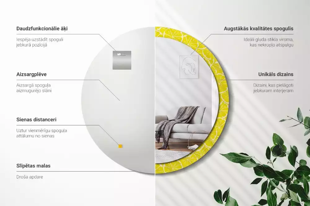 Oglindă cu decor rotundă Lămâi