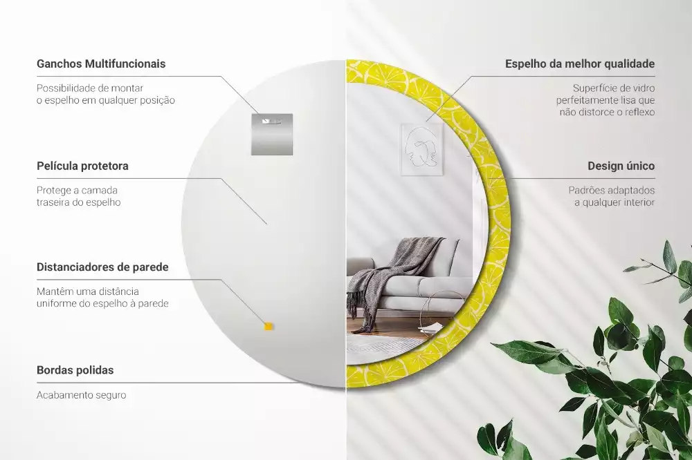 Oglindă cu decor rotundă Lămâi