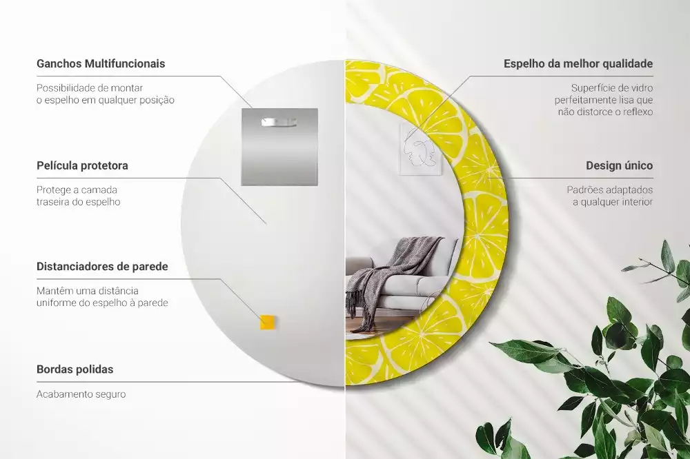 Oglindă cu decor rotundă Lămâi