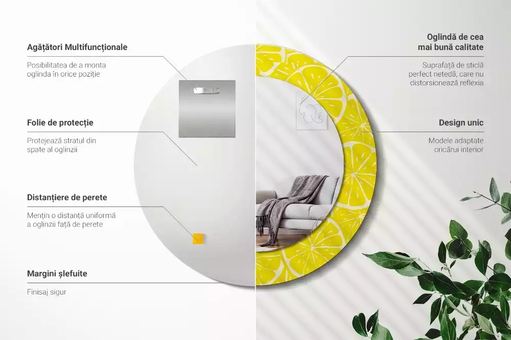 Oglindă cu decor rotundă Lămâi