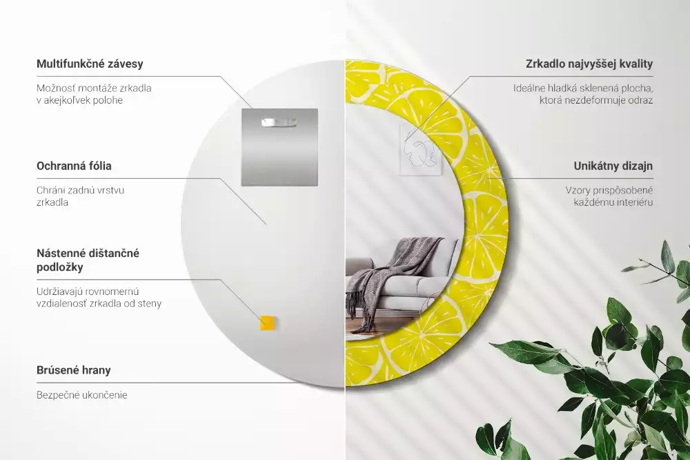 Oglindă cu decor rotundă Lămâi