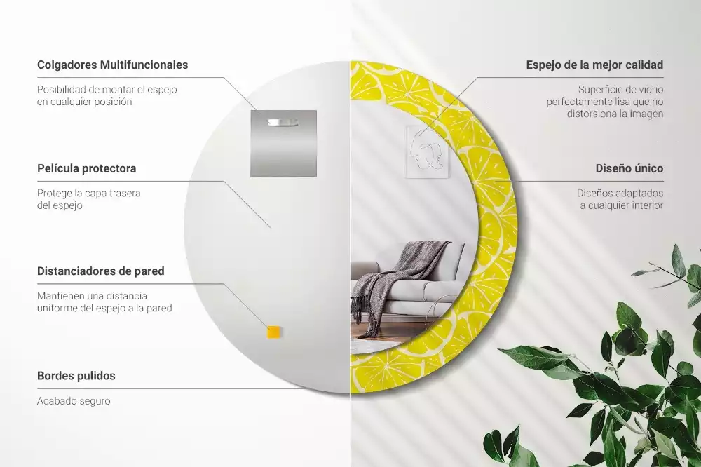 Oglindă cu decor rotundă Lămâi