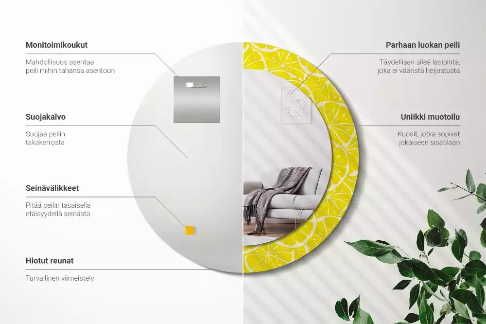 Oglindă cu decor rotundă Lămâi