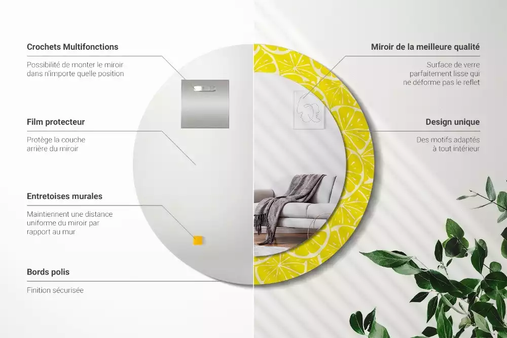 Oglindă cu decor rotundă Lămâi