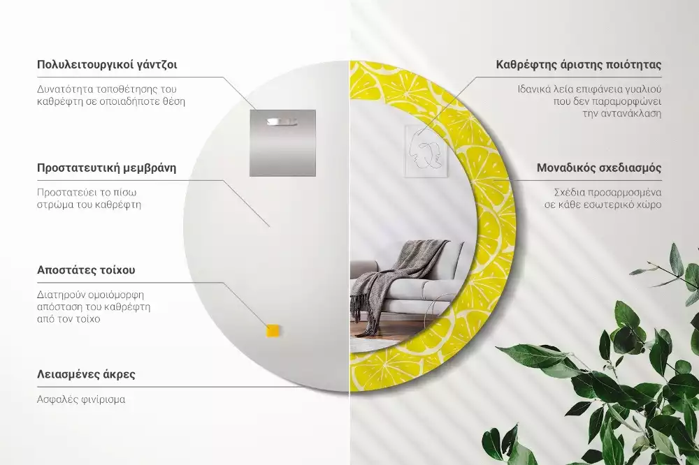 Oglindă cu decor rotundă Lămâi