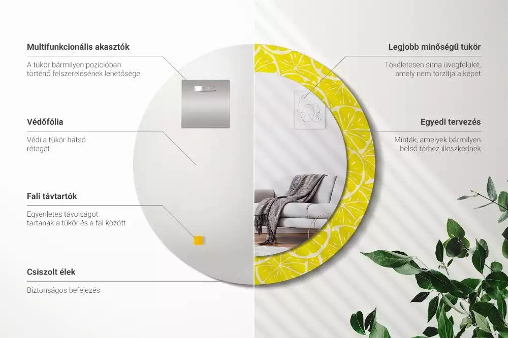 Oglindă cu decor rotundă Lămâi