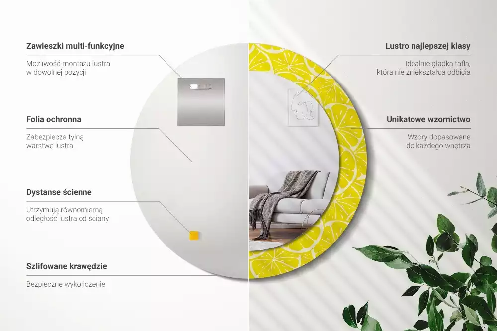 Oglindă cu decor rotundă Lămâi