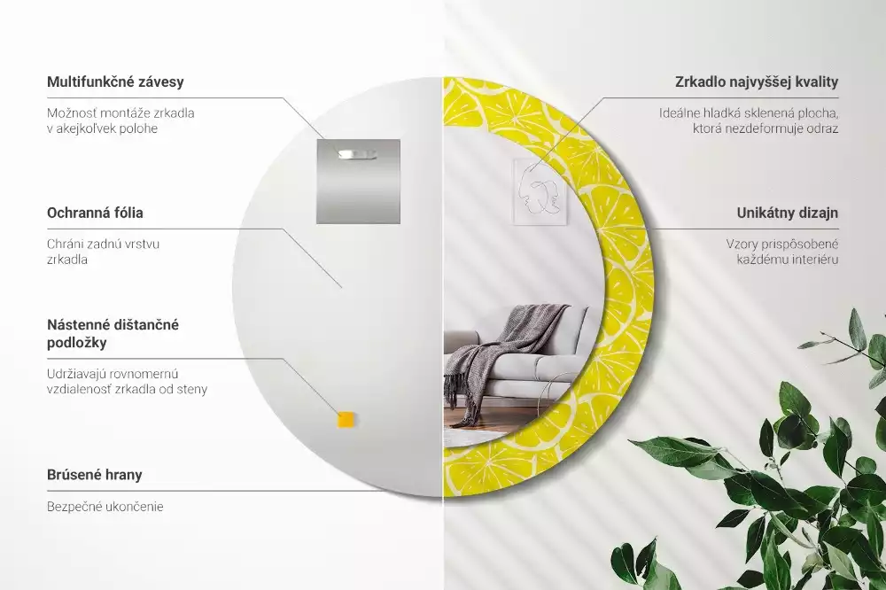 Oglindă cu decor rotundă Lămâi