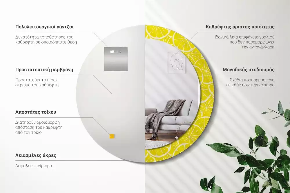 Oglindă cu decor rotundă Lămâi