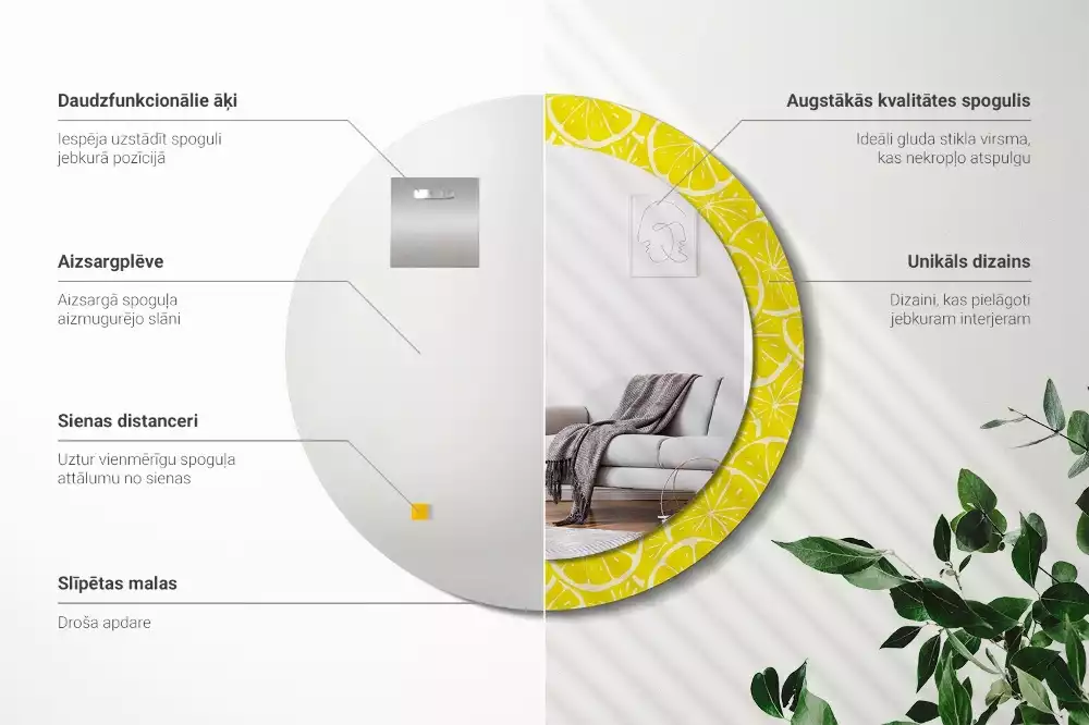 Oglindă cu decor rotundă Lămâi