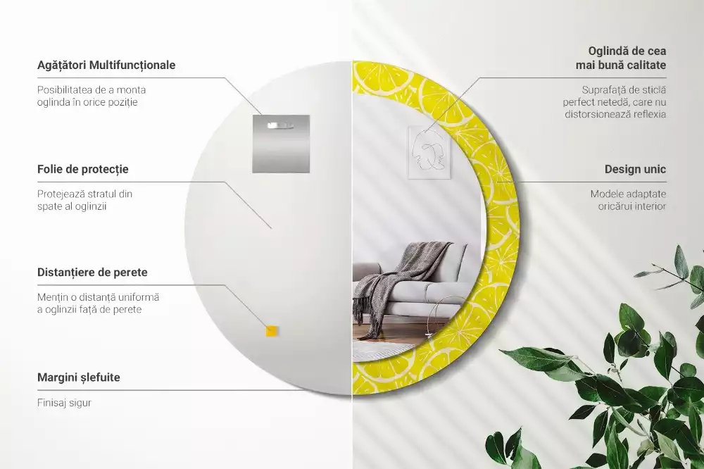 Oglindă cu decor rotundă Lămâi