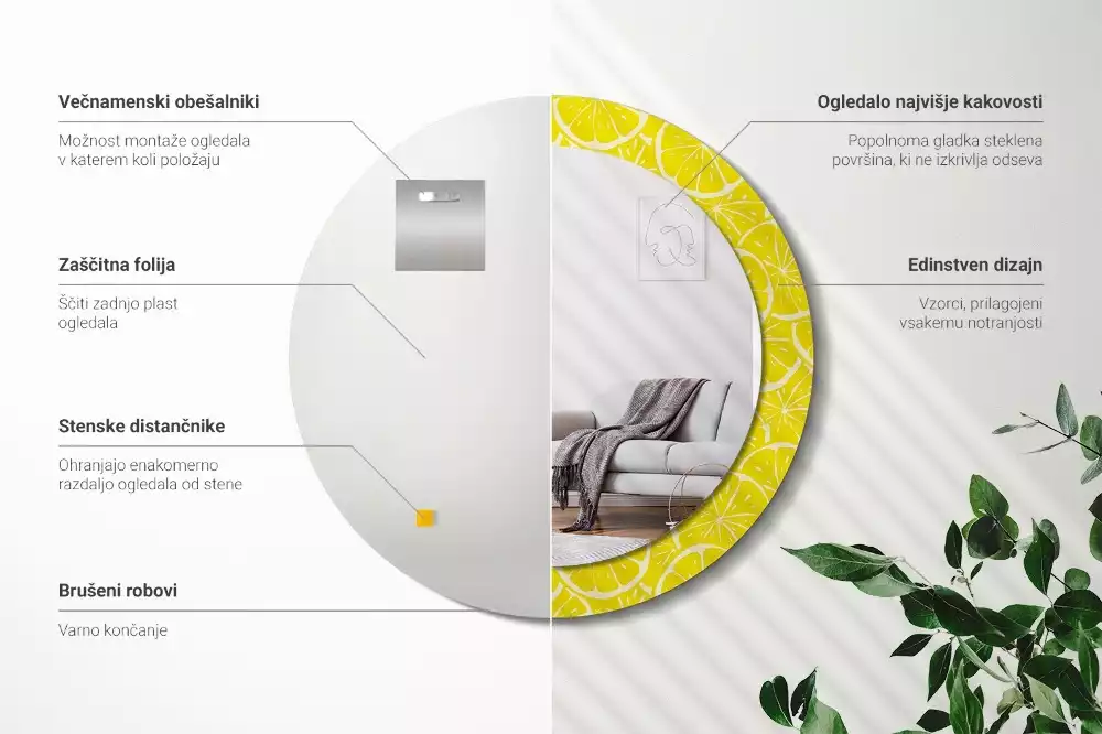 Oglindă cu decor rotundă Lămâi