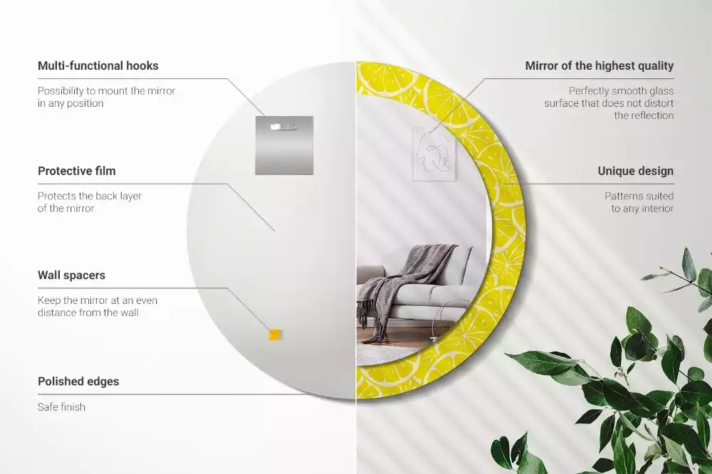 Oglindă cu decor rotundă Lămâi