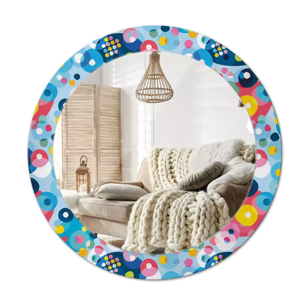 Oglindă rotundă imprimată Cercuri colorate