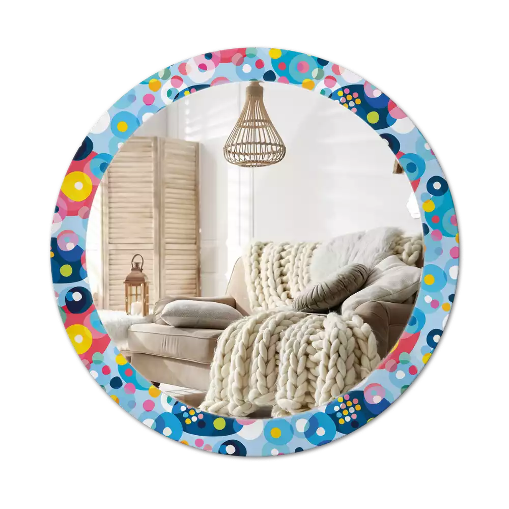 Oglindă rotundă imprimată Cercuri colorate