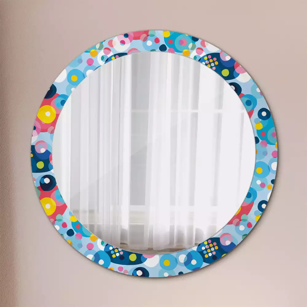 Oglindă rotundă imprimată Cercuri colorate