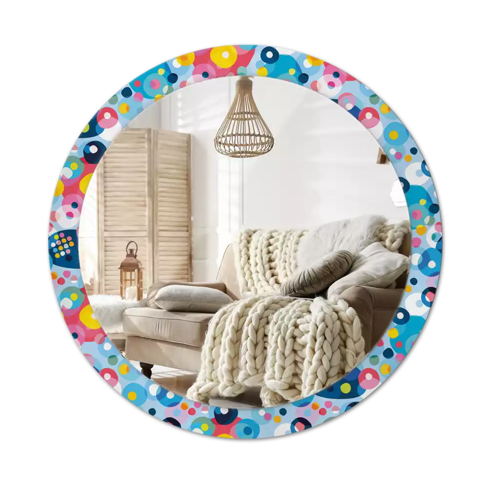 Oglindă rotundă imprimată Cercuri colorate