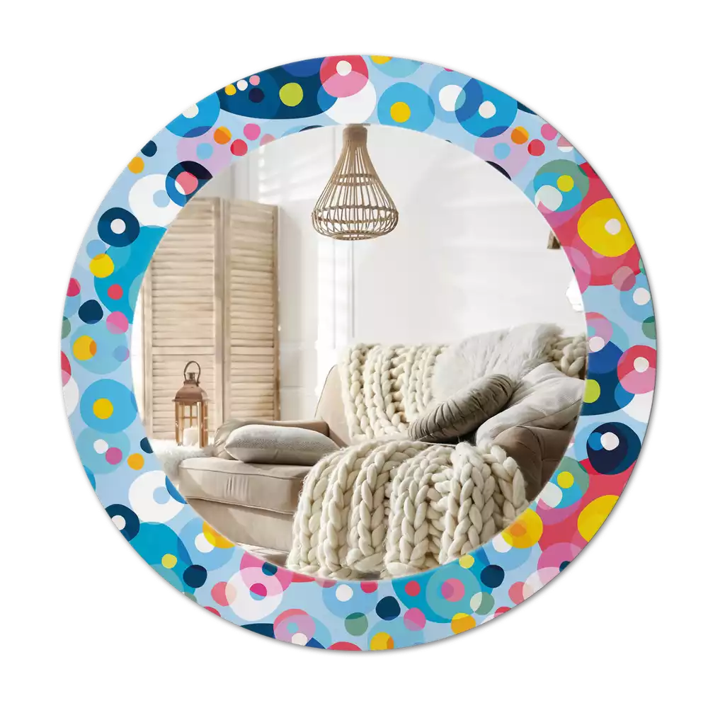 Oglindă rotundă imprimată Cercuri colorate