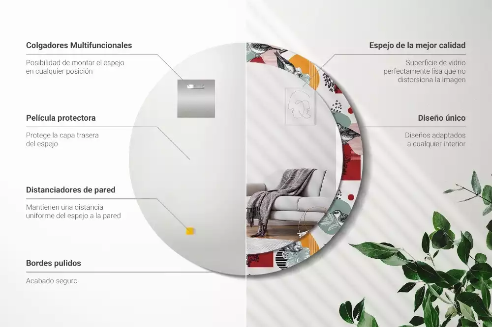 Oglindă cu decor rotundă Pată vintage