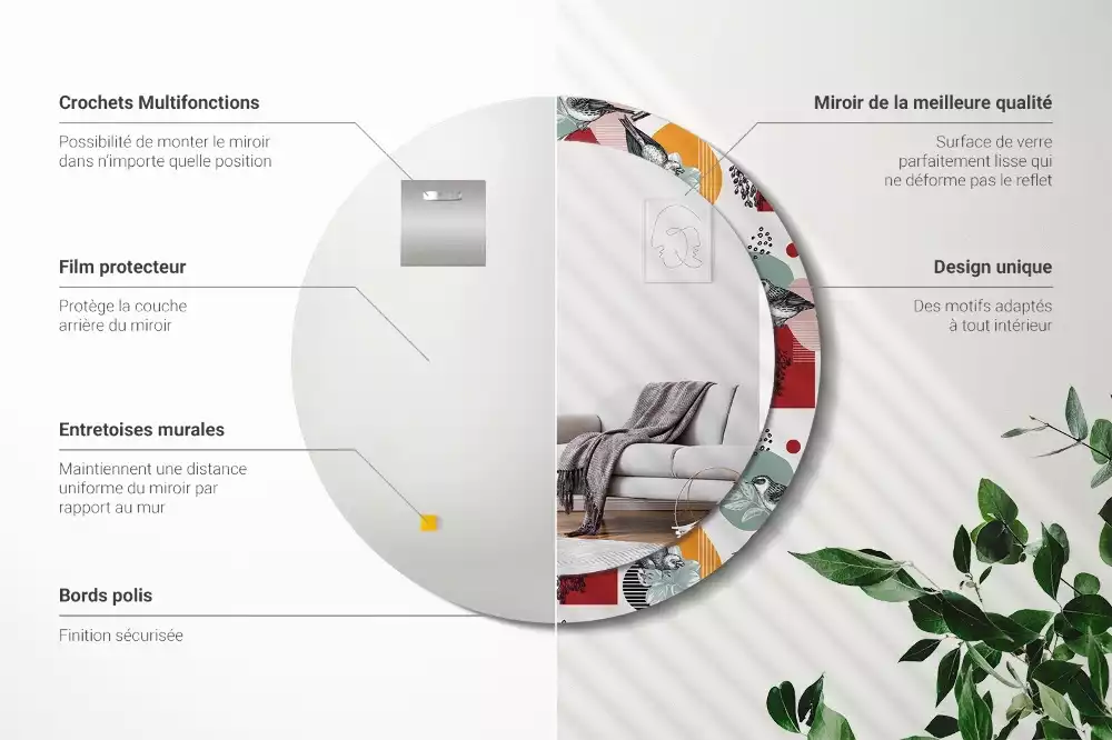 Oglindă cu decor rotundă Pată vintage