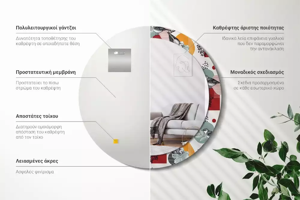 Oglindă cu decor rotundă Pată vintage