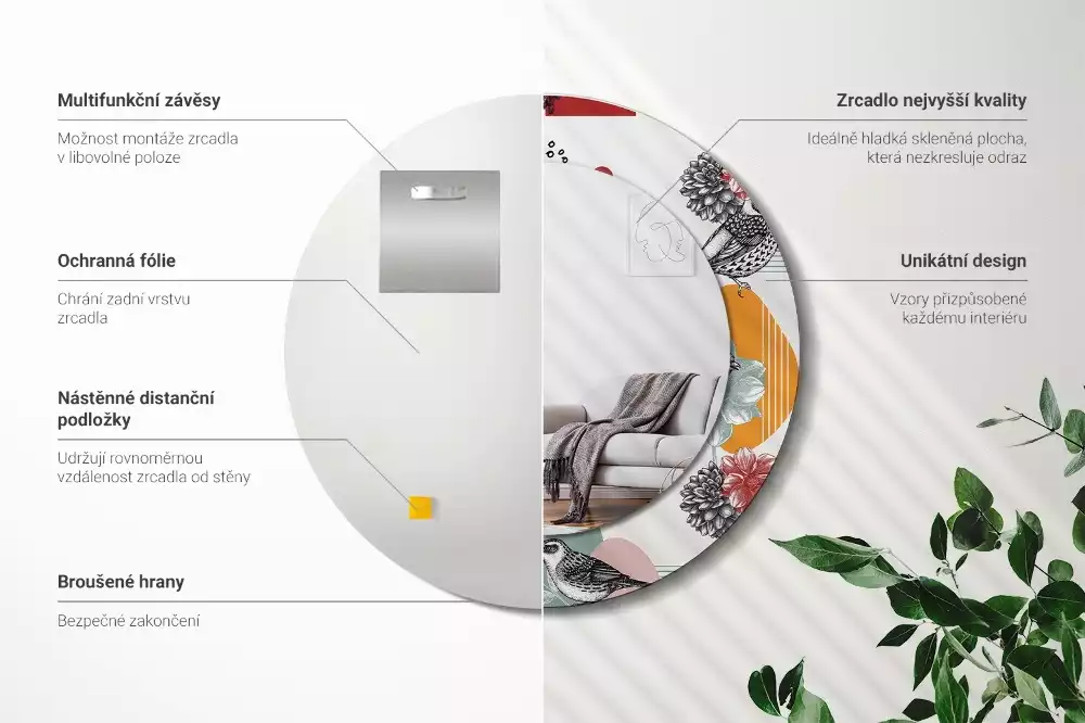 Oglindă cu decor rotundă Pată vintage