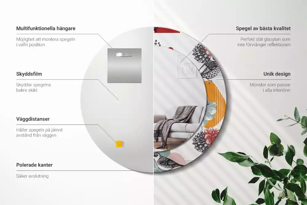 Oglindă cu decor rotundă Pată vintage