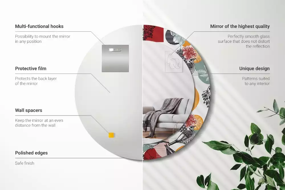 Oglindă cu decor rotundă Pată vintage