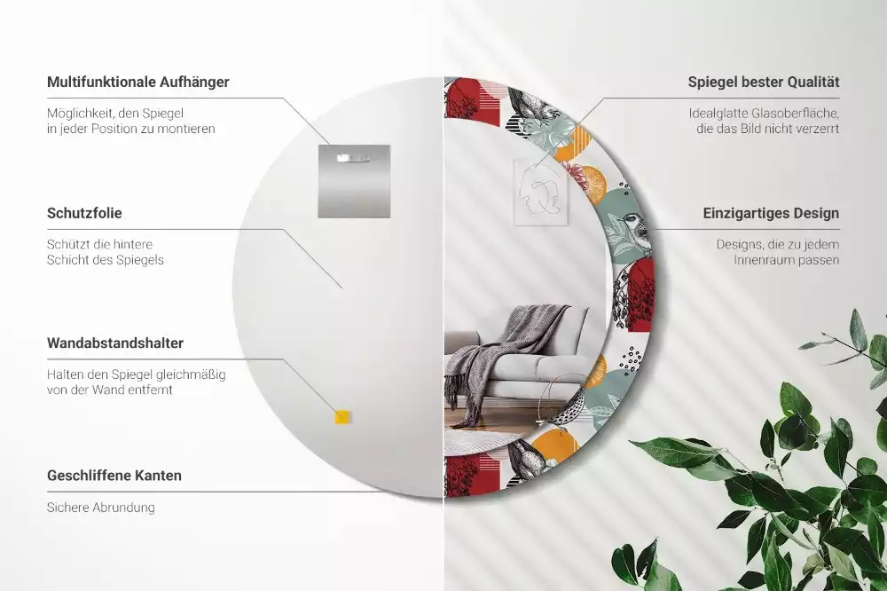 Oglindă cu decor rotundă Pată vintage