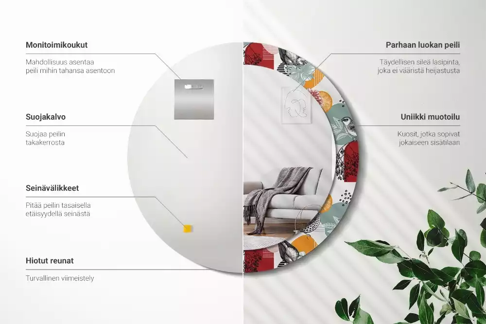 Oglindă cu decor rotundă Pată vintage