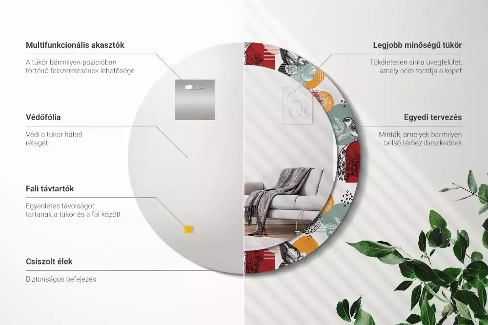 Oglindă cu decor rotundă Pată vintage