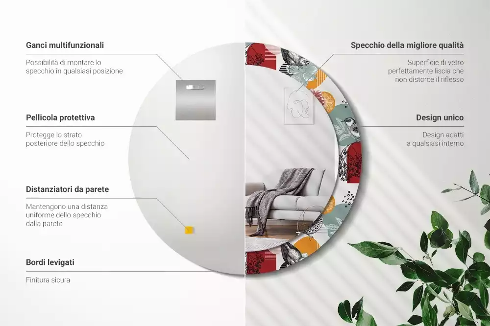 Oglindă cu decor rotundă Pată vintage