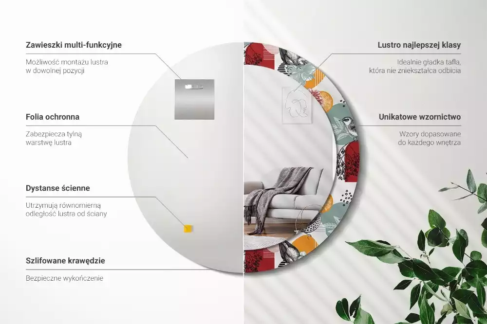 Oglindă cu decor rotundă Pată vintage