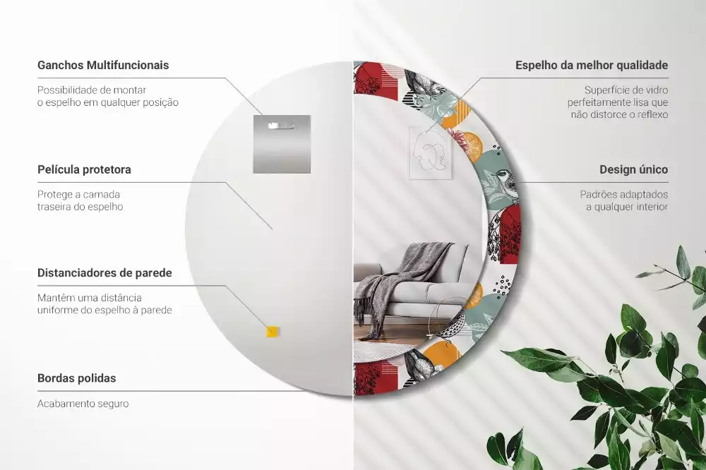 Oglindă cu decor rotundă Pată vintage